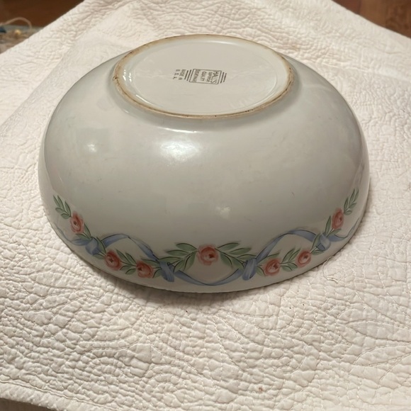 Vintage 1950s Hall’s Rose Blue Ribbon Garland Serving Bowl. Made in USA - Picture 10 of 10